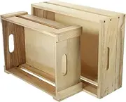 Gatuida 2Pcs Vintage Wooden Crate Box Decorative Storage Container for Home Decor Rustic Organize Bin for Daily Sundries Capacity Retro Style