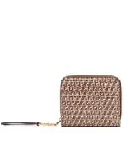 Fendi O'Lock Zip Around Wallet in Beige Leather