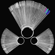 150 PCS Tips Clear Nail Art Sticks, Fan-shaped Nail Display Sticks, Oval Nail Art Polish Board Display Stickswith Metal Ring for Nail Color Display Practice Home DIY