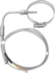 K Type Temperature Sensor Elbow Exposed Tip Stainless Steel Temperature Probe with Retractable Circle 1m / 3.3ft Line