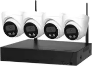 Kvenland 4X Wireless Security Camera System Set Round WiFi 1080P Home CCTV wi...