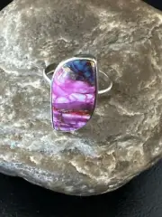 Blue Turquoise Purple Spiny Oyster Navajo Sterling Silver Ring Size 10 18202