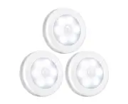 3 Pcs Motion Sensor Light, Battery Powered Led Night Light, Closet Light, Stair Light, Wall Light - White - White Light