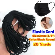 Black Elastic Band 3mm (1/8'') Round For Sewing DIY Face Masks 20 yards to 200 Y