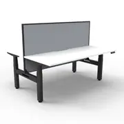 2Person Back To Back Workstation With Screen Natural White And Black