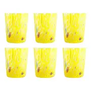 Set of Six 6 Murano Drinking Art Glasses Tumbler Yellow Handmade Millefiori