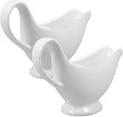 BUGUUYO 2pcs Sauce Cup Sauce Boat with Handle Milk Gravy Boat Condiment Bowl Condiment Bowls Seasoning Jar Gravy Cup White Ceramics