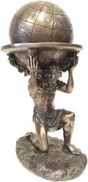 9 Inch Greek Titan Atlas Carrying the World Statue Cold Cast Resin Antique Bronz