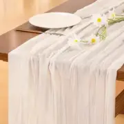 Socomi Ivory White Spring Easter Table Runner Cheesecloth Table Runner 120 inch