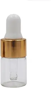 Wresty 2ml(5/8 Dram) Small Mini 15 Pcs Clear Glass Dropper Bottles Essential Oil Vials Travel Refillable DIY Cosmetic Sample Container Liquid Perfume Eye Droppers Bottle (gold cap)