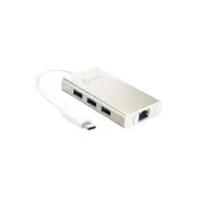 j5create USB-C to Ethernet (RJ-45)/USB Adapter M/F Multicolored (JCH471)