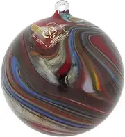 Glass Of Venice Murano Glass Chalcedony Christmas Ornament - Dark Swirl