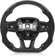 Carbon Fiber Steering Wheel Suede Red Stitching Replacement Compatible With Dodge Challenger Charger Durango 2015-2021 Steering Wheel