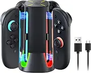 GEEKERA Charging Dock for Nintendo Switch 2 Joy Con, [4-in-1 Simultaneous Charging] [RGB Lights] Magnetic Controller Charger Station with Overcharge/Heat Protection, Include 3.3FT USB-C Cable