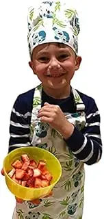 Deidaa Kids Apron Chef Hat - Organic Cotton Koala Print - Apron for baking, cooking, painting, gardening
