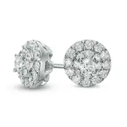 0.5 CT. T.W. Diamond Double Frame Stud Earrings in 10K White Gold
