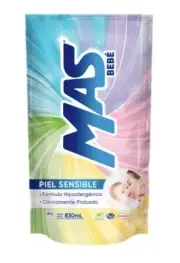 2 MAS Bebe Liquid Laundry Detergent Baby Piel Sensible Sensitive Skin 830ml