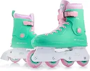 Women's Girls Inline Skates Adjustable Size Retro Design ABEC7 Ball Bearings Adjustable Skates for Children and Adults Mint/Pink