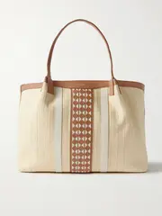 [Serapian] Serapian - Secret Leather-trimmed Woven Raffia Tote - Neutral - One size One size Neutrals