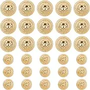 Framendino, 30 Pack Vintage Gold Lion Head Buttons Metal Blazer Button for Clothes Crafts 15mm 23mm