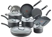 T-fal 14 pc Cookware Set Hard Anodized Nonstick Thermo-Spot Fry Pans Dutch Oven
