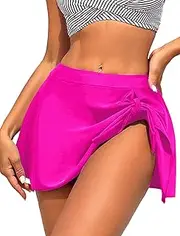 [ZAFUL] Women's Tummy Control Swim Skirt High Waisted Bikini Skirt Tie Knot Swimsuit Skirt with Built in Panty
