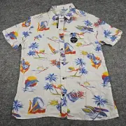 Quicksilver Shirt Mens Large Regular Fit Fluid Look Tropical Bikini Girl Waves