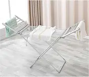 18 Bars Heated Clothes Airer, Low Energy Indoor Electric Clothes Airer Dryer with Foldable Wings, Towel Warmer Clothes Drying Rack for Home, Laundry, Apartment, Overheat Protect