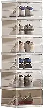 Transparent Shoe Rack, Large Shoe Organiser, Stackable Shoe Box, Multi-tier Shoe Box, Space Saving, Foldable and Easy to Store, Flip-top Opening and Closing Door, Suitable for Entrance(4 sides-6 floor