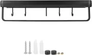 50cm Wall‑Mounted Multifunctional Kitchen Shelving, Bathroom Storage Rack, Bottle Holder, Space‑Saving Organizer for, Condiments, Small Items (Single layer with rod with 5 hooks)