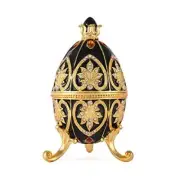Trinket Box with Hinged Black Faberge Egg Enameled Jewelry Box Classic Ornaments