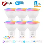 1-6PCS Smart ZigBee GU10 WiFi Smart LED Light Bulb RGB C+W 5W Dimmable Lamps