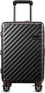 [LUGGEX] Luggage with Spinner Wheels - PC Expandable Hard Shell Suitcase, Brown-Black, Carry-On 20-Inch