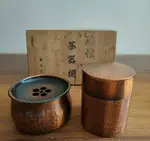 茶葉罐日本回流純銅茶葉罐 建水套裝 木盒裝1