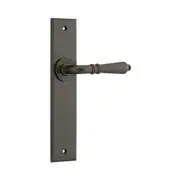 Iver Sarlat Door Lever Handle on Chamfered Backplate Signature Brass
