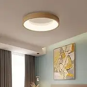LED Ring Ceiling Light with Wood Rustic Farmhouse Light Fixtures Ceiling Mount Vintage Round Closet Lighting Low Profile Circle Ceiling Lamp for Bedroom Hallway Kitchen Dining Room