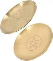 Cabilock 2pcs Metal Candle Holder Decorative Tray for Tarot Ceremony Stylish Display Tray for Religious Offerings Elegant Wax Drip Catcher Adornment for Home Temple