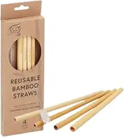 White Magic Eco Basics Reusable Bamboo Straws with Cleaner 4-Packs