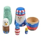 Fun Express Patriotic Red, White & Blue Characters Wooden Nesting Dolls - 1" - 5