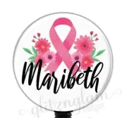Breast Cancer Awareness Badge Reel, Breast Cancer Retractable Badge Holder 4693