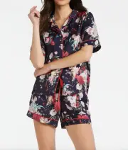 NEW PETER ALEXANDER CHERUB NAVY POLY SATIN SHORTIE SET PJ TOP SHORTS S RRP$119