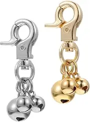 Stylish Pet Collar Charms 2 Small Bells for Dogs Cats Metal Keychain Attachments for Identification