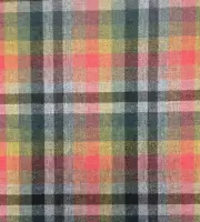 Ian Sanderson Wool Tartan Check Upholstery Fabric- Mandarin Plaid Flame 1.30 yds