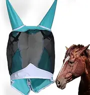 Horse Fly Mask with Ears, UV Protection, and Elasticity Comfortable and Breathable，Super Comfort Horse Fly Mask with Full Face Coverage，Maximum Protection and UV Shielding (Small)