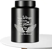 Dog Urns for Ashes, Small Stainless Steel Memorial Urn, Angel Wing Design, Secure Closure, Keepsake for Home Display Outdoor Burial House
