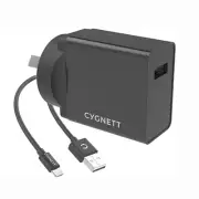 Cygnett PowerPlus 12W Wall Charger + 1.5M Lightning to USB-A Cable (MFi-Certi...