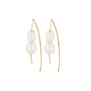 Lucia Earrings in Sterling Silver with White Pearl - Brushed Finish - Elegant Jewellery in Australia