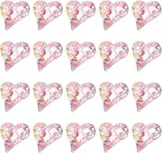 sourcing map 20 Pcs 3D Heart AB Crystal Pink Nail Rhinestones 12x13mm K9 Glass Crystal Rhinestones Pointed Back Crooked Heart Gems for Nail Charm Art DIY Craft