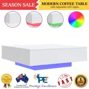 Coffee Table with LED Lights Modern Living Room Furniture White 100x100x31cm NEW