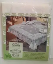 Fine Lace Tablecloth Apple Blossom Design 60"x 84" Oblong Farmhouse Decor New